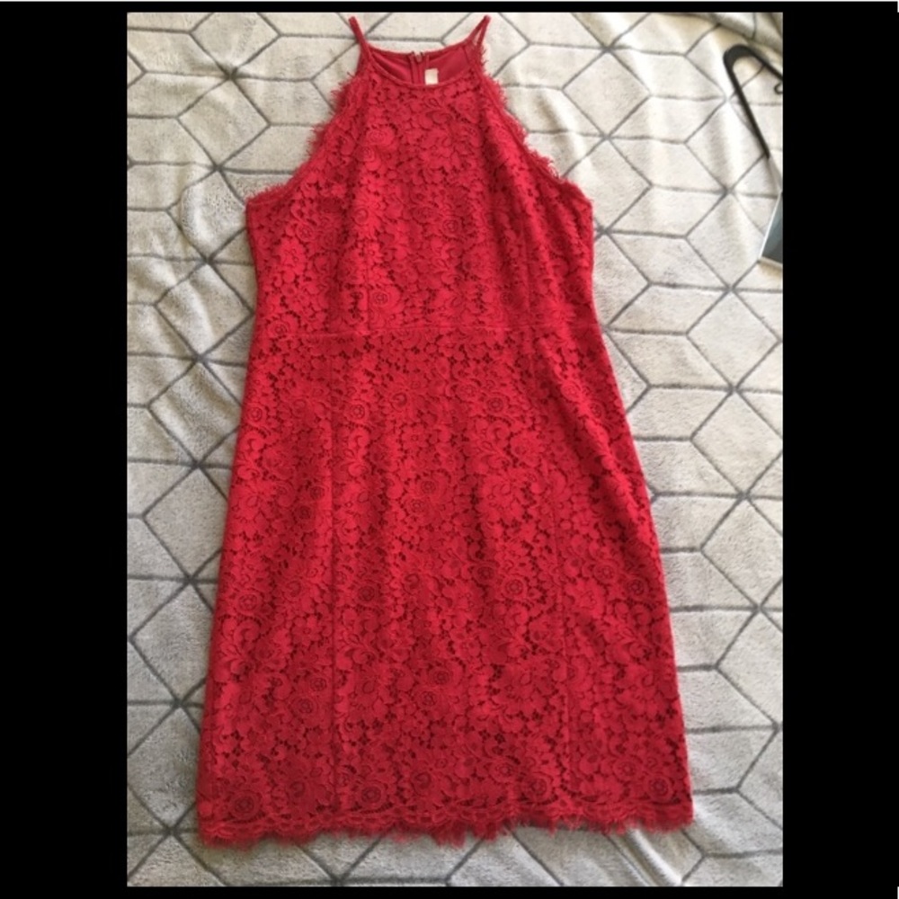 Red lace Loft dress, worn once